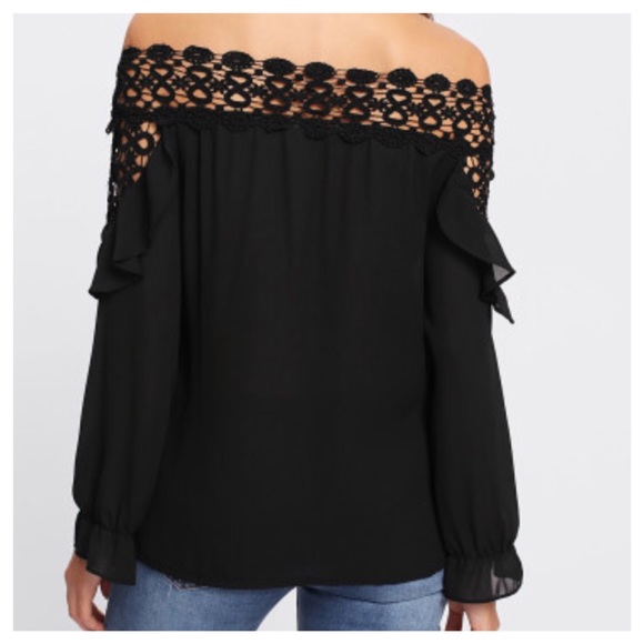Black Crochet Off The Shoulder Top - Picture 4 of 5
